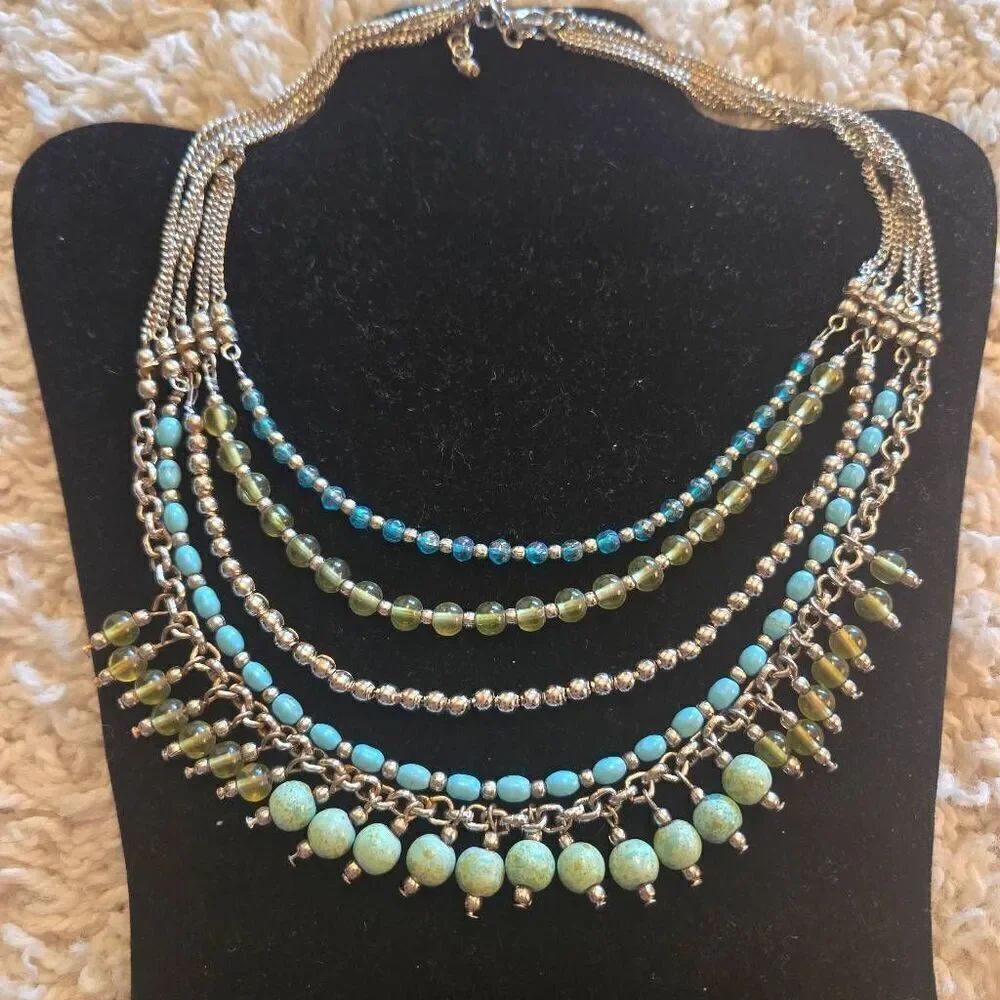 NWOT 5 strand Mixed Bead Necklace Turquoise